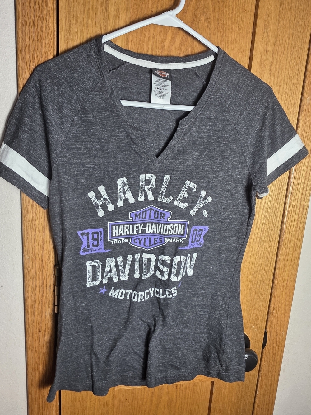 Harley-Davidson Women's Gray Graphic Tee Short Sleeve Medium Motorcyle Y2K Retro